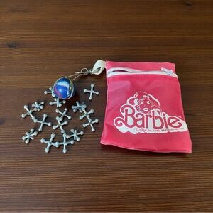 1983 Barbie Jacks Zipper Pouch with Clip, Ball, 15 Jacks